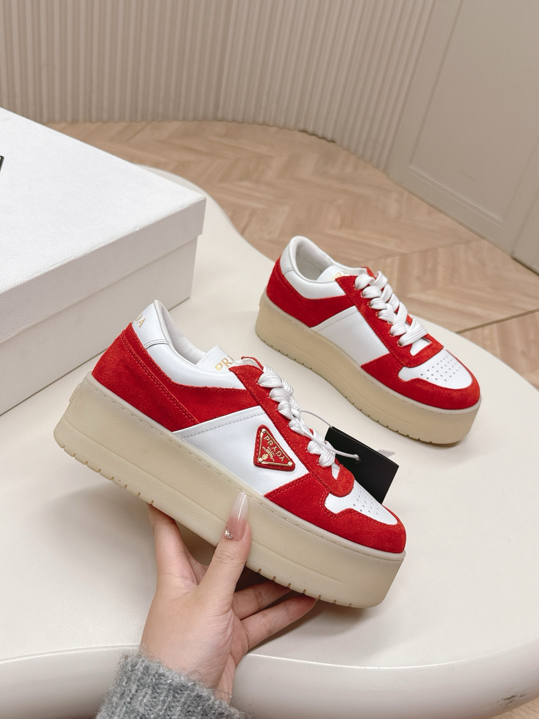 프라다 5cm 여자 스니커즈 신발 운동화