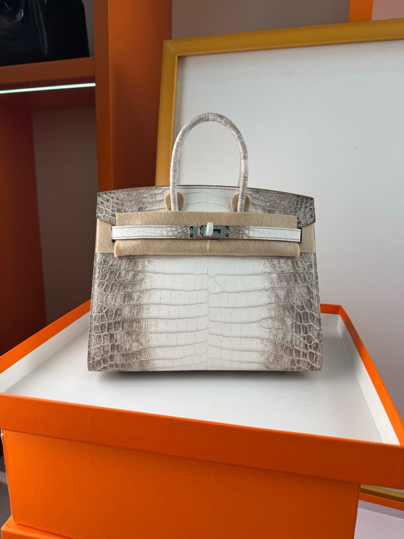 에르메스 퀸의 상징 히말라야 은장 버킨백 25 악어가죽