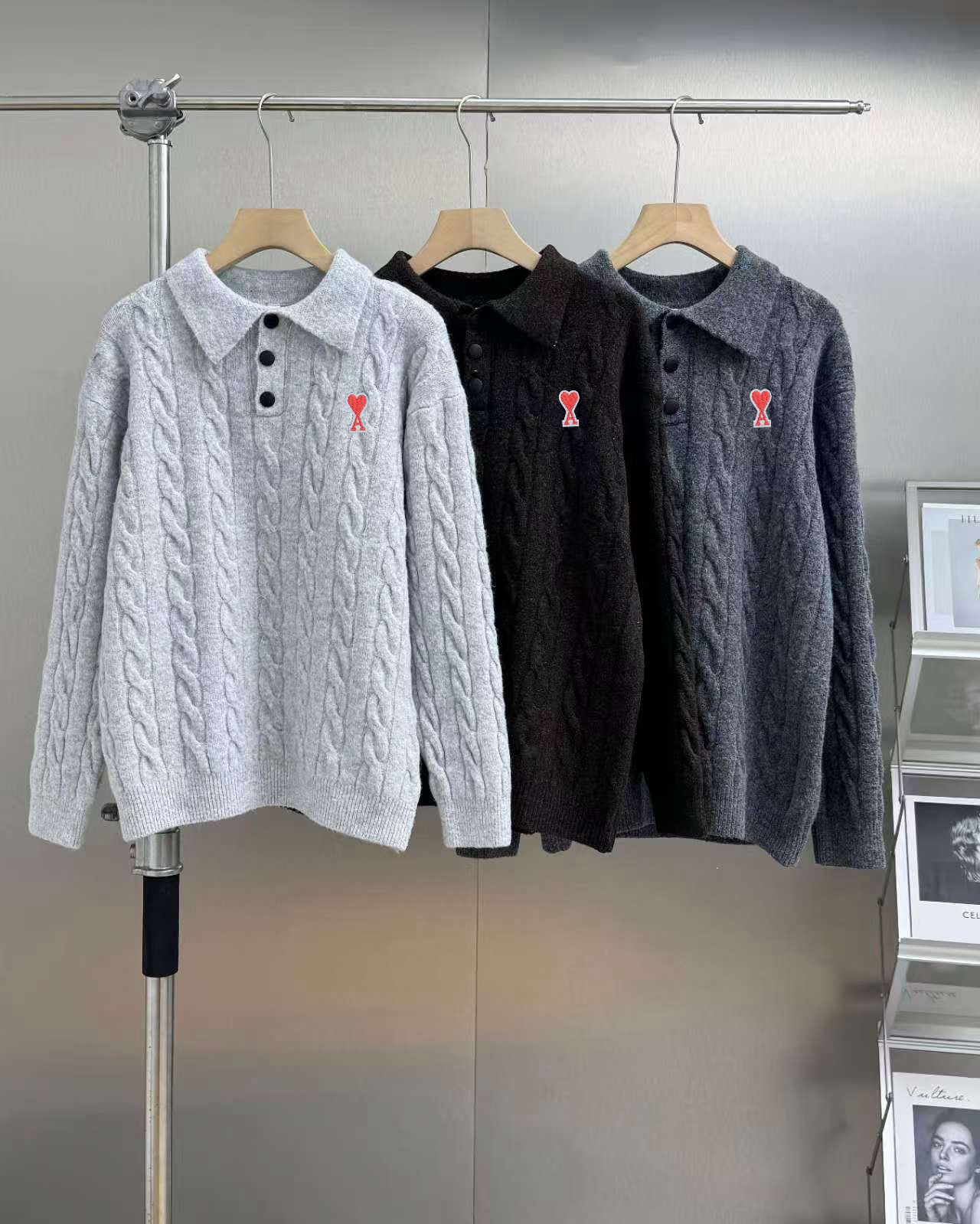 아미 아미리 3컬러 남녀공용 니트